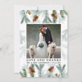 Watercolor Gräs Cones Kärlek Tack, Bröllop Photo Tack Kort