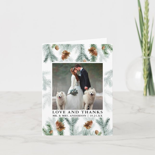 Watercolor Gräs Cones Kärlek tackmeddelande Bröllo Tack Kort (Framsida)