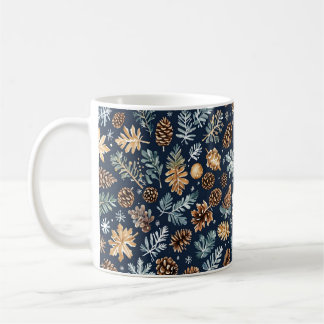 Watercolor Gräs Cones Winter Mönster Mugg