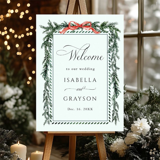 Watercolor Gräs Garland Bröllop Welcome Mint Grönt Poster (Skapare uppladdad)