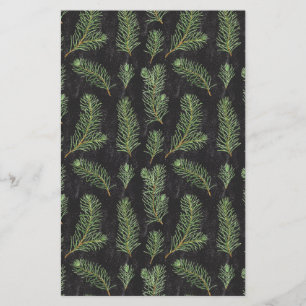 Watercolor gräs grenar på svart bakgrund.