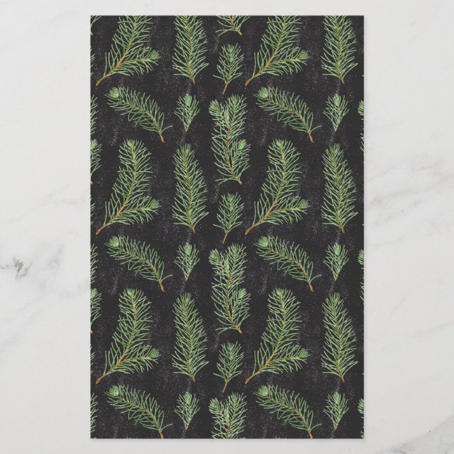 Watercolor gräs grenar på svart bakgrund. (Framsida)