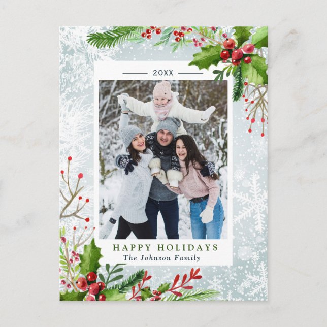 Watercolor Gräs Mistletoe jul PHOTO Helgdag Vykort (Framsida)