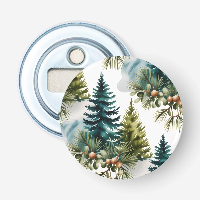 Watercolor Gräs Mönster Elegant Winter Flasköppnare (Framsidan)