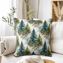Watercolor Gräs Mönster Elegant Winter Kudde