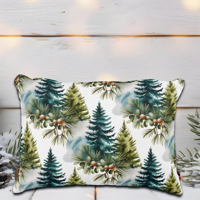 Watercolor Gräs Mönster Elegant Winter Prydnadskudde (Skapare uppladdad)