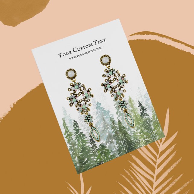 Watercolor Gräs Skogen Earring Jewelry Visning Visitkort (Skapare uppladdad)