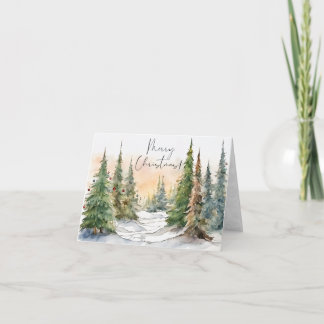 Watercolor Gräs Träd God jul Helgkort