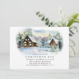 Watercolor Gräs Träd HELGDAG CHRISTMAS KVÄLL Inbjudningar
