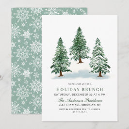 Watercolor Gräs Träd jul Helgdag Brunch  Inbjudningar