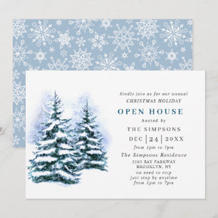 Watercolor Gräs Träd, jul, Helgdag - öppet hus Inbjudningar