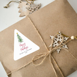 Watercolor Gräs Träd jul Helgdag Triangelformat Klistermärke