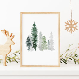 Watercolor Gräs Träd Poster