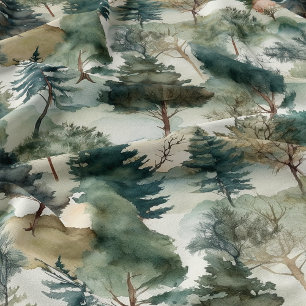 Watercolor Gräs Träd Tyg