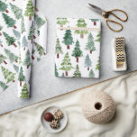 Watercolor Gräs Träd Winter Forest Mönster Presentpapper<br><div class="desc">Vackert vattentorg vintertid gräs träd mönster som ligger pappert.</div>