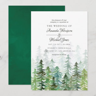 Watercolor Gräs Träd Winter Wedding Inbjudningar