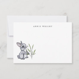Watercolor Grått Baby Bunny Personlig Stationery Anteckningskort
