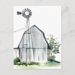 Watercolor Grått Barn Vykort