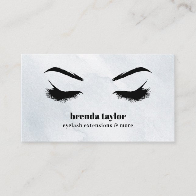 Watercolor GRÅTT chic Eyelash Browbar professionel Visitkort (Framsida)