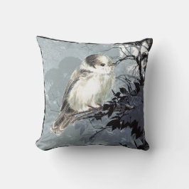 Watercolor Grått Grått Jay Bird Nature Art Kudde