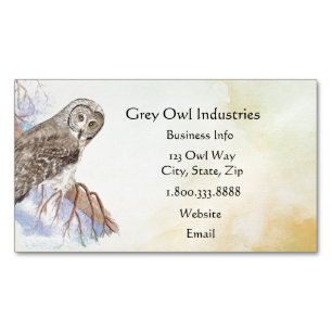 Watercolor Grått Uggla Industries Bird Magnetiska Visitkort