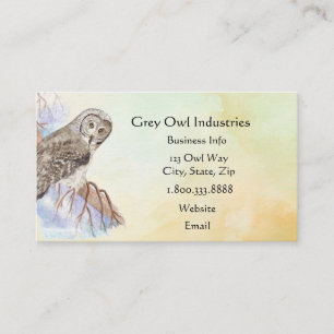 Watercolor Grått Uggla Industries Bird Visitkort