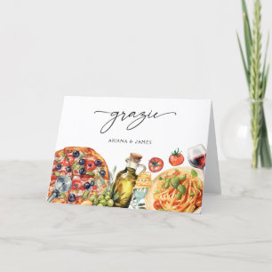 Watercolor Grazie Pasta Italy Food Tack Kort