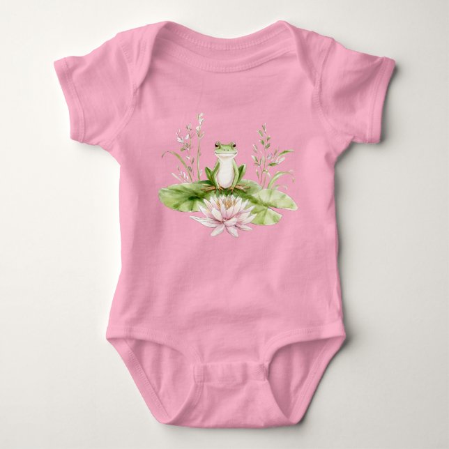 Watercolor Green Frog  T Shirt (Framsida)