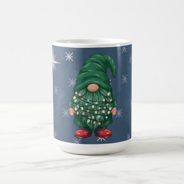 Watercolor Green Gnome Christmas Lights Kaffemugg (Center)