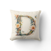 Watercolor Greenery Älvors Monogram Brev D