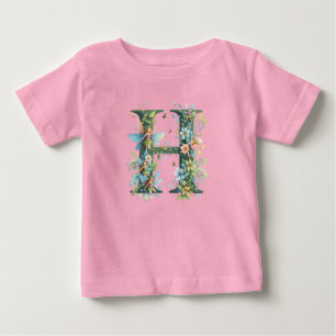 Watercolor Greenery Älvors Monogram Brev H T Shirt