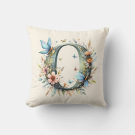 Watercolor Greenery Älvors Monogram Brev O Kudde