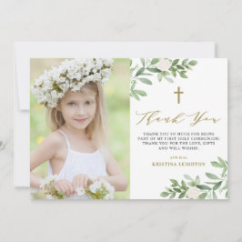 Watercolor Greenery and Flowers First Communion Tack Kort