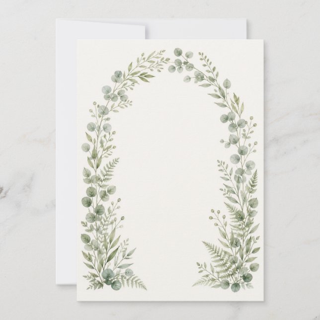 Watercolor Greenery Arch Wedding Invitation Inbjudningar (Framsida)