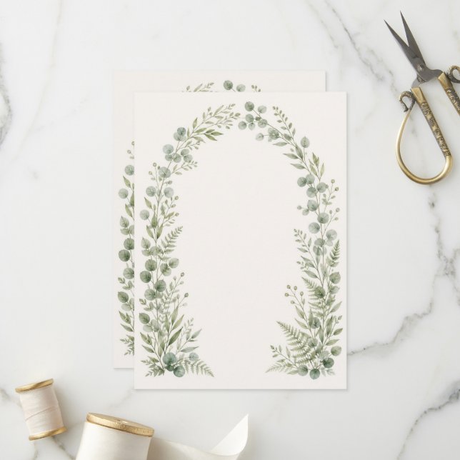Watercolor Greenery Arch Wedding Program (Fram/Back In Situ)