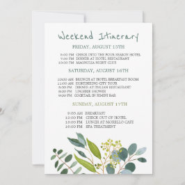 Watercolor greenery Bachelorette Helg Itinerary Inbjudningar