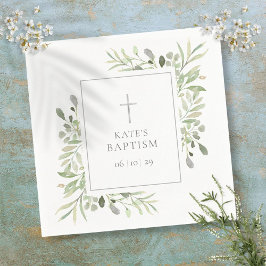 Watercolor Greenery Baptism Christening Pappersservett