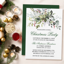 Watercolor Greenery Berries jul Party