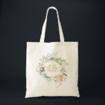 Watercolor Greenery Blommigt Bridesmaid Favor Tygkasse<br><div class="desc">Den här chicen botaniska totepåsen är ett tillskott i eleganten vid din bröllop-händelse. Den har en känslig vattenfärgad land-trädgård. Idealisk för brudgummar,  vaktmästare,  mor eller far i bruden eller brudgummen eller någon annan som är nyckel till er speciella dag. Designad av Thisisnotme©</div>
