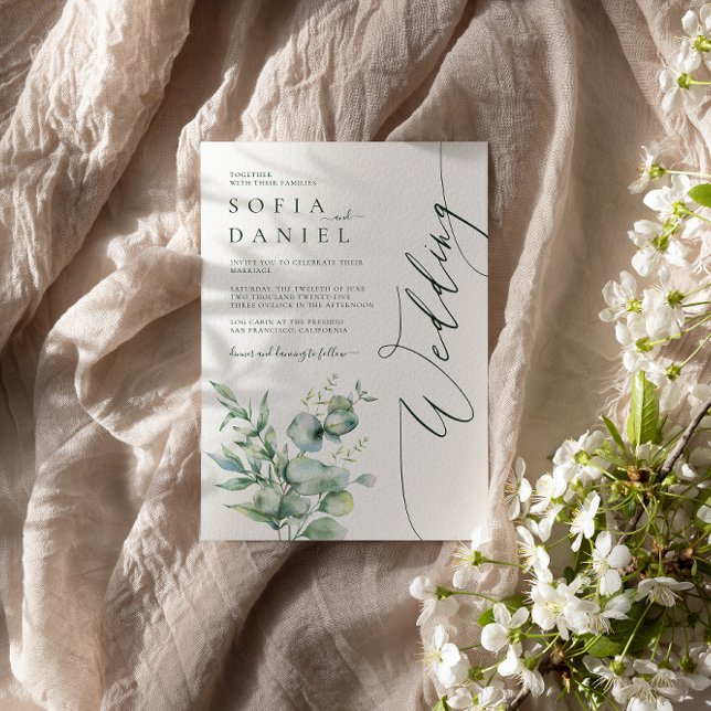 Watercolor Greenery Blommigt Winter Wedding Party Inbjudningar (Skapare uppladdad)