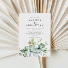 Watercolor Greenery Bouquet Winter Wedding Party Inbjudningar