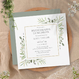 Watercolor Greenery Bridesmaids Luncheon Square Inbjudningar