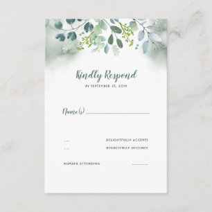 Watercolor Greenery Bröllop OSA Kort