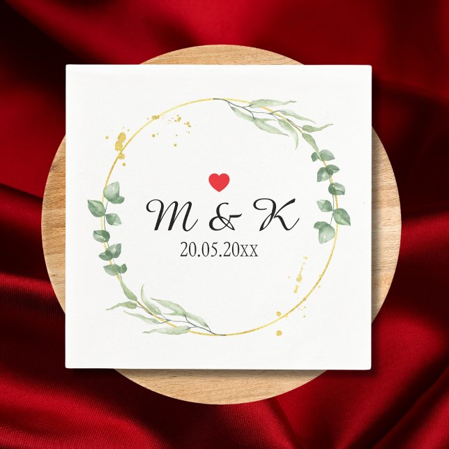 Watercolor Greenery Bröllop Pappersservett (Watercolor Greenery Wedding Napkins)