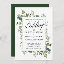 Watercolor Greenery Calligraphy Bröllop