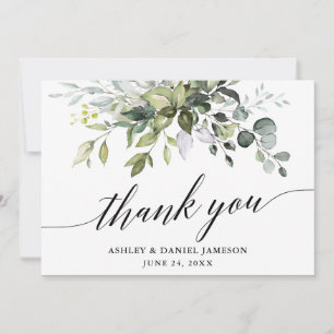 Watercolor Greenery Calligraphy Bröllop Tack Kort