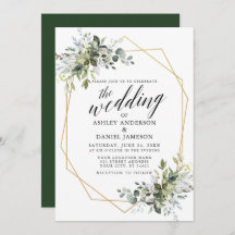 Watercolor Greenery Calligraphy Geometric Bröllop