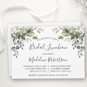 Watercolor Greenery Calligraphy Möhippa Luncheon Inbjudningar