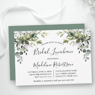 Watercolor Greenery Calligraphy Sage Möhippa Lunch Inbjudningar