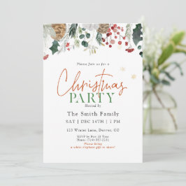 Watercolor Greenery Christmas Party Inbjudningar